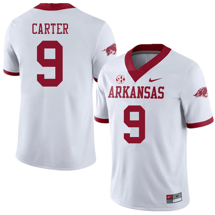 Men #9 Taurean Carter Arkansas Razorbacks College Football Jerseys Sale-Alternate White - Click Image to Close